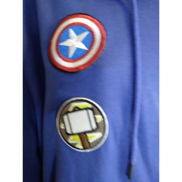 Zerdocean Avengers Hoodie Embroidered Patches Blue Full Zip Unisex 2X Plus Pocke - Picture 4 of 12